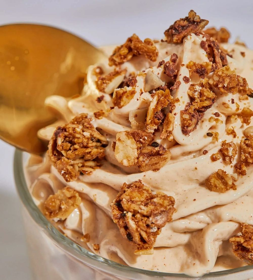 Maple cream topped with crunchy oat clusters