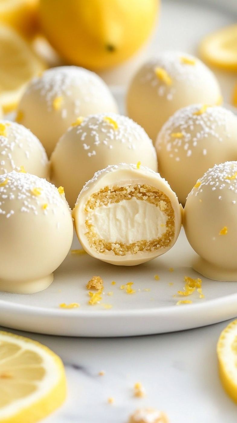 Lemon sugar cloud bites with lemon zest, one broken open